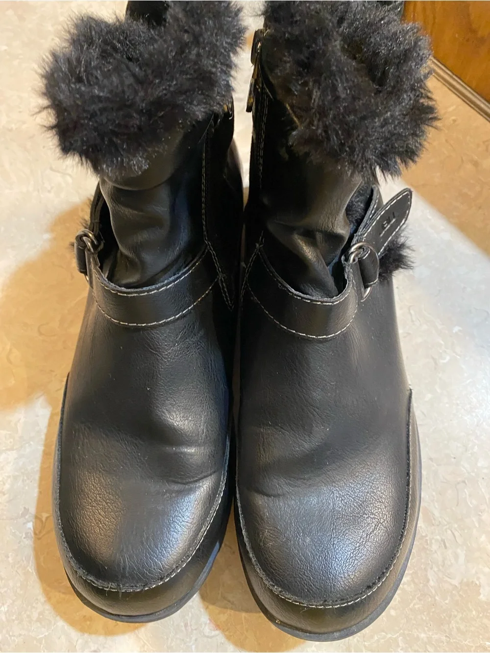 JBU Black Faux Fur Cuff Ankle Booties